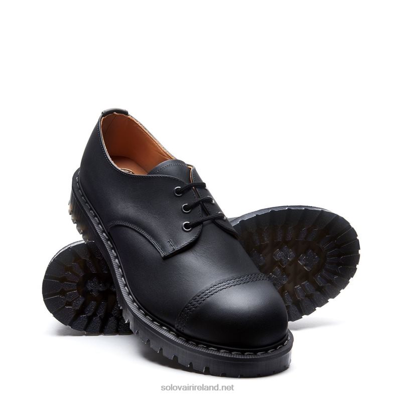 Men Solovair Black Greasy Steel Toe Gibson Shoe 2N2B8185