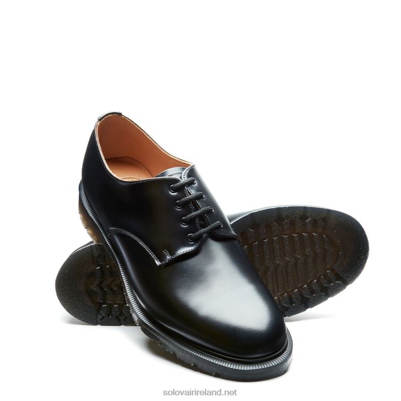 Men Solovair Black Hi-Shine 4 Eye Shoe 2N2B8195