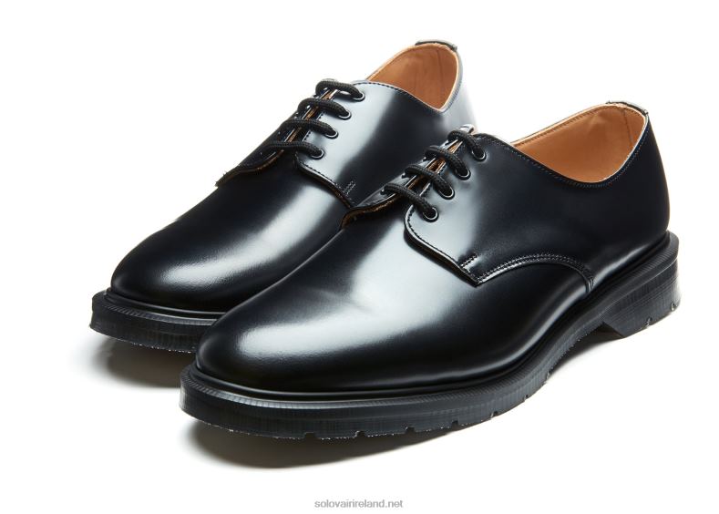 Men Solovair Black Hi-Shine 4 Eye Shoe 2N2B8195