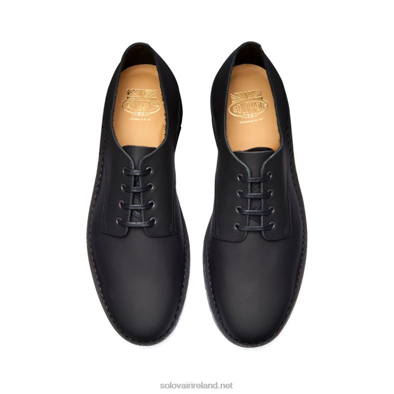 Men Solovair Black Waxy 4 Eye Gibson Shoe 2N2B8186