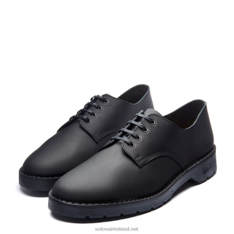 Men Solovair Black Waxy 4 Eye Gibson Shoe 2N2B8186