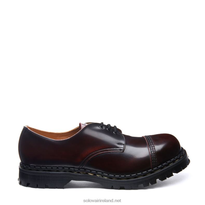 Men Solovair Burgundy Rub-Off Steel Toe Capped Gibson Shoe 2N2B8192