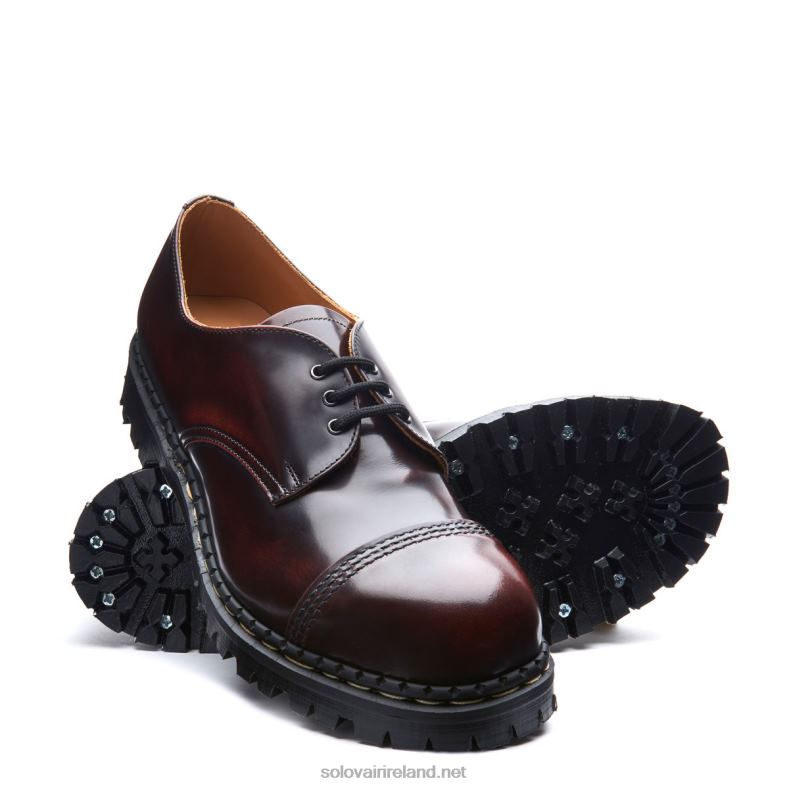 Men Solovair Burgundy Rub-Off Steel Toe Capped Gibson Shoe 2N2B8192