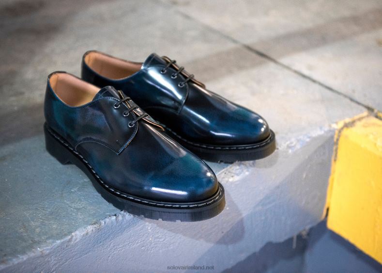 Men Solovair Navy Blue Rub-Off 3 Eye Gibson Shoe 2N2B8178