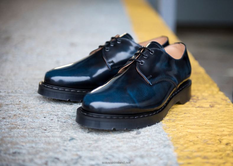 Men Solovair Navy Blue Rub-Off 3 Eye Gibson Shoe 2N2B8178