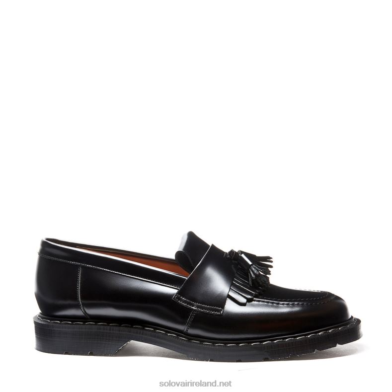 Men Solovair Black Hi-Shine Tassel Loafer 2N2B8202