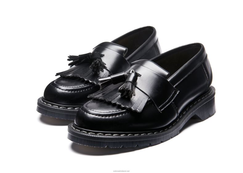 Men Solovair Black Vegan Hi-Shine Tassel Loafer 2N2B8204