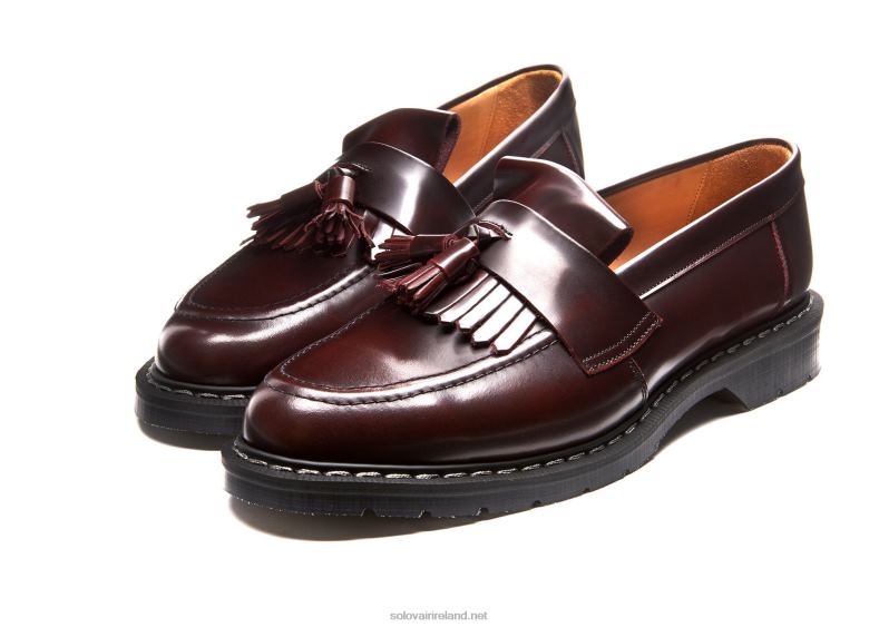 Men Solovair Burgundy Rub-Off Tassel Loafer 2N2B8203
