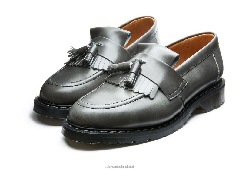 Men Solovair Lunar Grey Hi Shine Tassel Loafer 2N2B8211