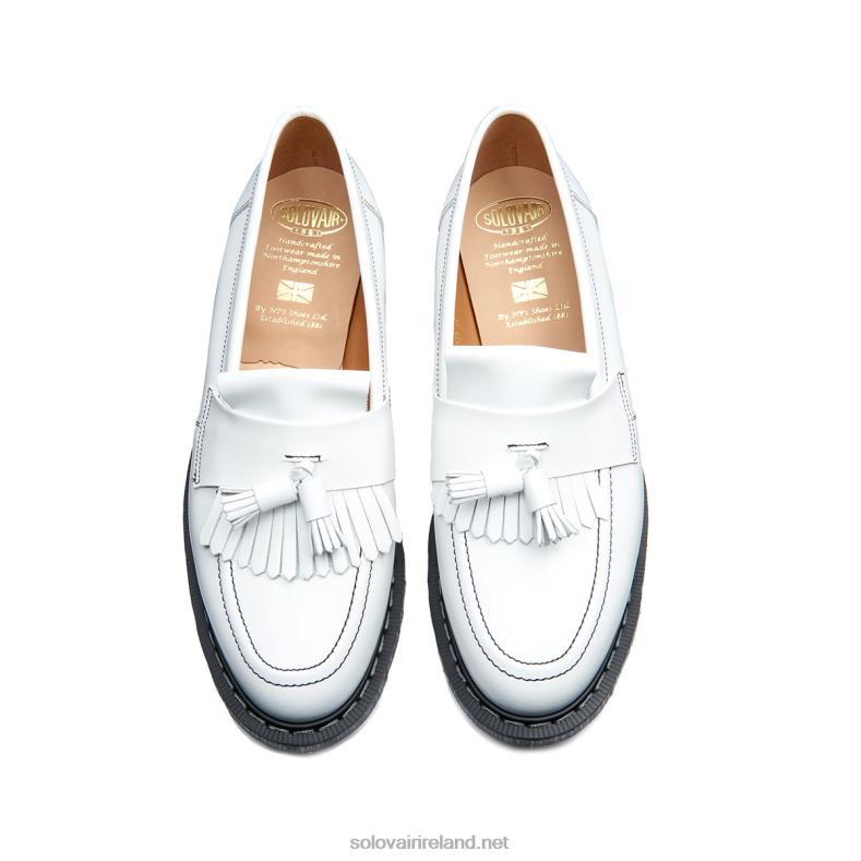 Men Solovair White Hi-Shine Tassel Loafer 2N2B8209