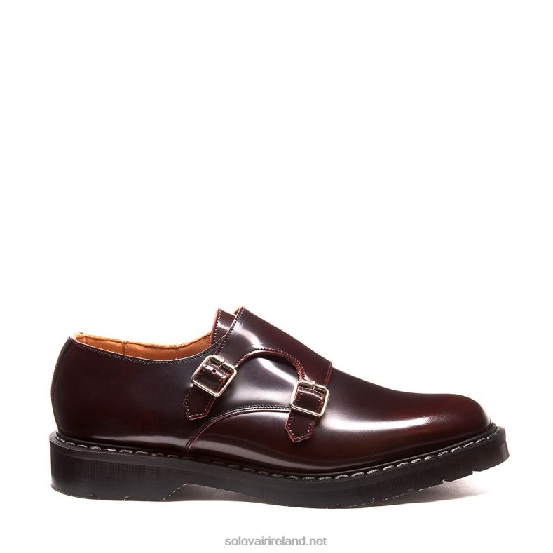 Men Solovair Burgundy Rub-Off Double Buckle Monk Shoe 2N2B8216