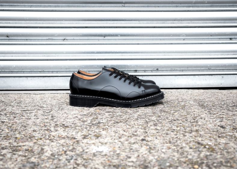 Men Solovair Black Hi-Shine Monkey Shoe 2N2B8220