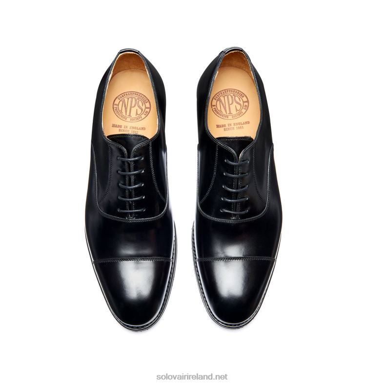 Men Solovair Black Hi-Shine 5 Eye Oxford Shoe 2N2B8223