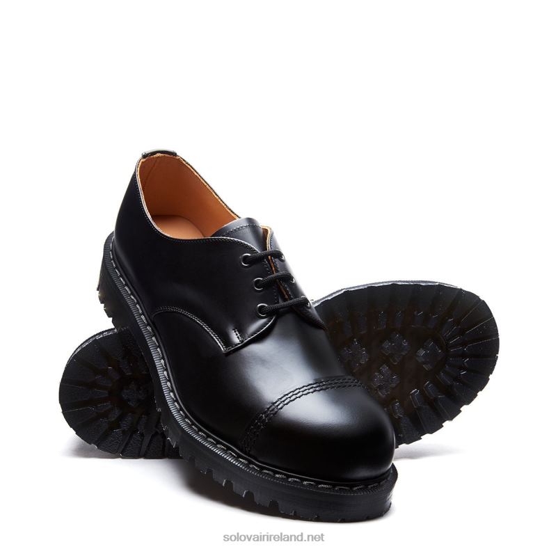 Men Solovair Black Hi-Shine Steel Toe Gibson Shoe 2N2B8224