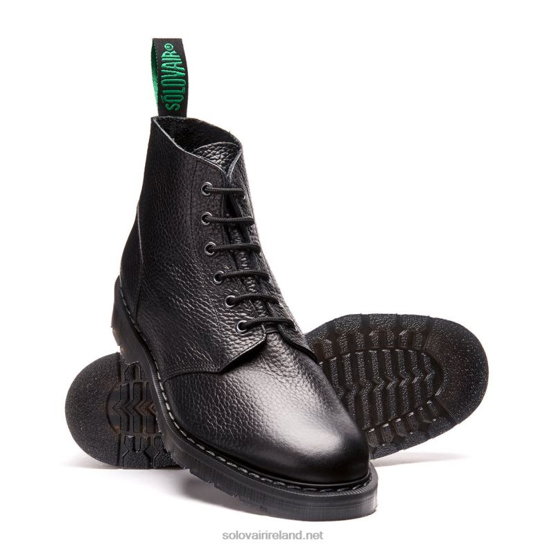 Women Solovair Black Grain 6 Eye Astronaut Boot 2N2B8238