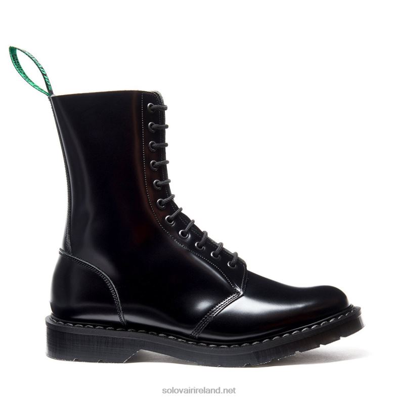 Women Solovair Black Hi-Shine 11 Eye Astronaut Boot 2N2B8233