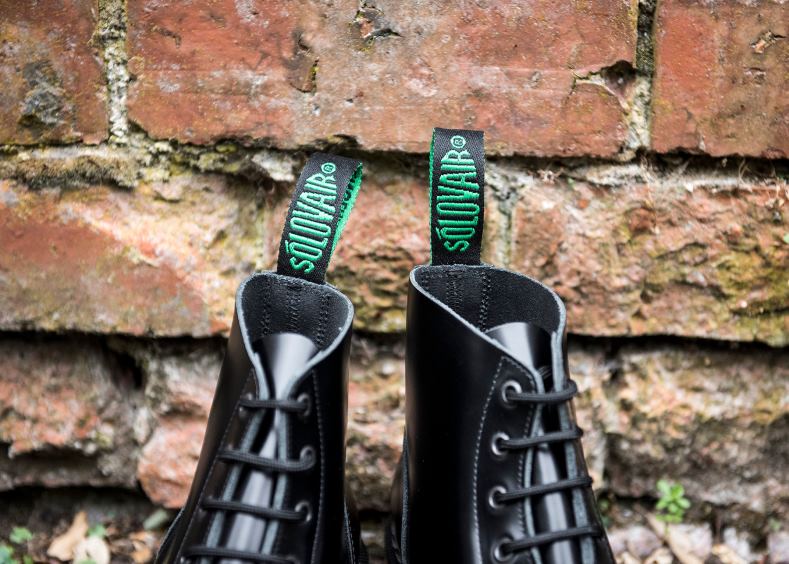 Women Solovair Black Hi-Shine 6 Eye Astronaut Boot 2N2B8236