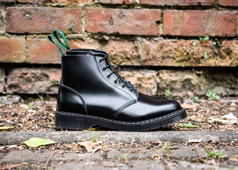 Women Solovair Black Hi-Shine 6 Eye Astronaut Boot 2N2B8236