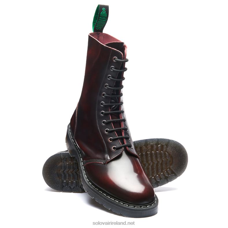 Women Solovair Burgundy Rub-Off 11 Eye Astronaut Boot 2N2B8247