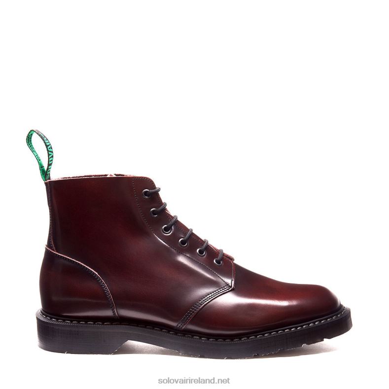 Women Solovair Burgundy Rub-Off 6 Eye Astronaut Boot 2N2B8239