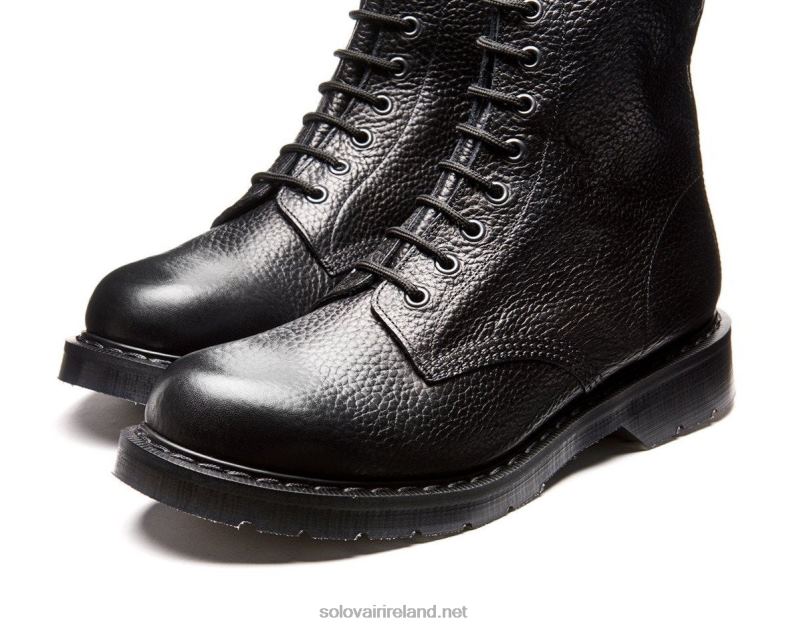 Women Solovair Black Grain 8 Eye Derby Boot 2N2B8295