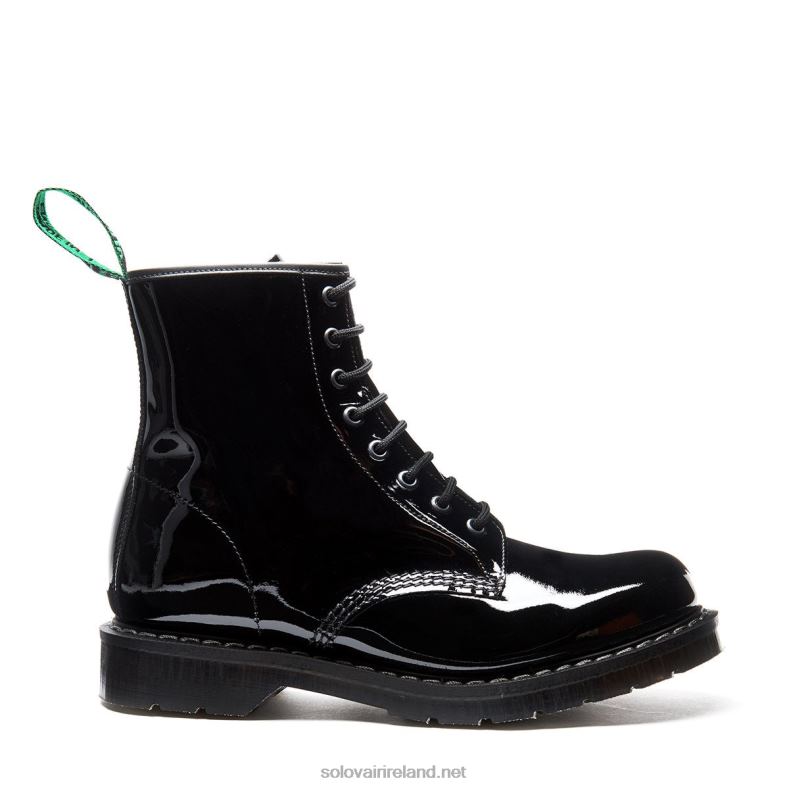 Women Solovair Black Patent 8 Eye Derby Boot 2N2B8298