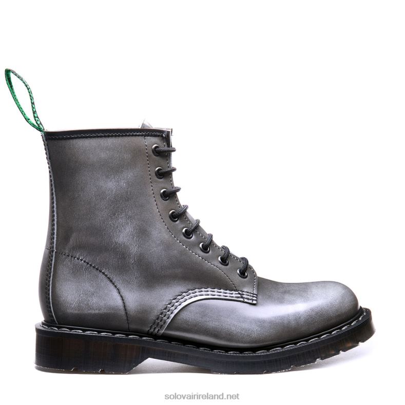 Women Solovair Cloud Grey Rub-Off 8 Eye Derby Boot 2N2B8317