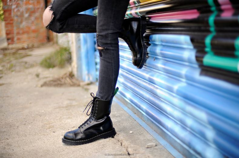 Women Solovair Englander Black 11 Eye Steel Toe Derby Boot 2N2B8281