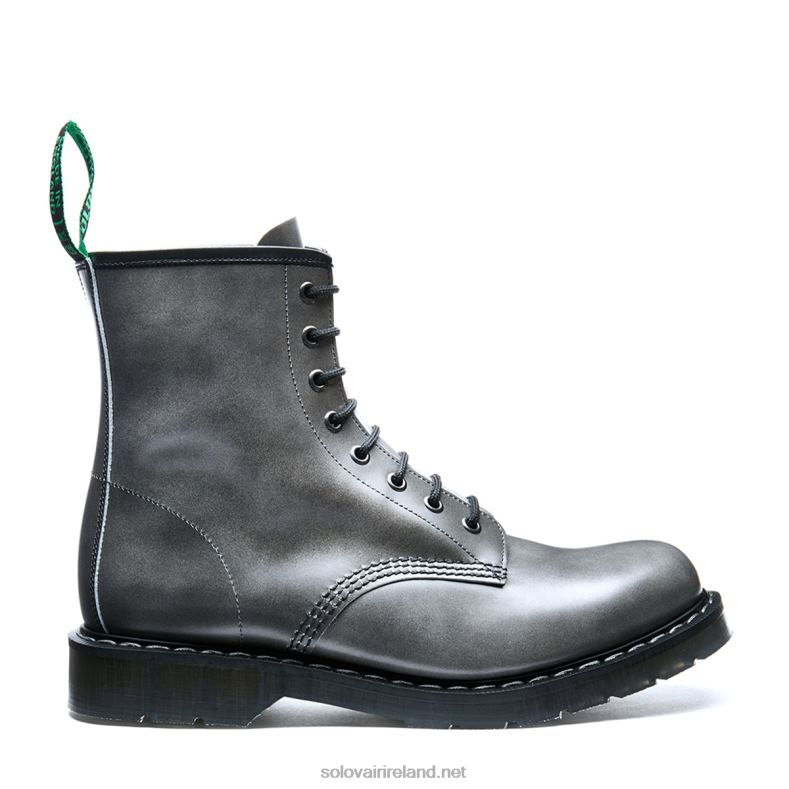 Women Solovair Lunar Grey Hi Shine 8 Eye Derby Boot 2N2B8318