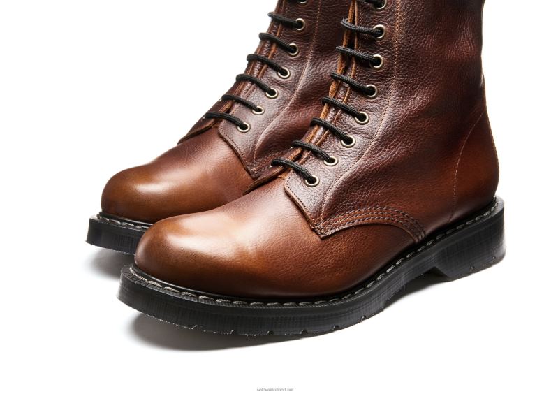 Women Solovair Nut Brown Grain 8 Eye Derby Boot 2N2B8284