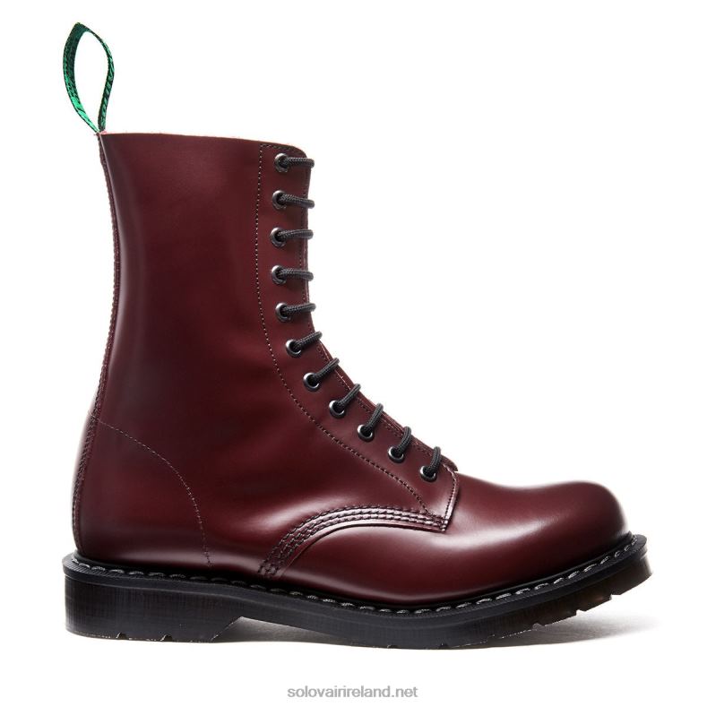 Women Solovair Oxblood Hi-Shine 11 Eye Derby Boot 2N2B8329