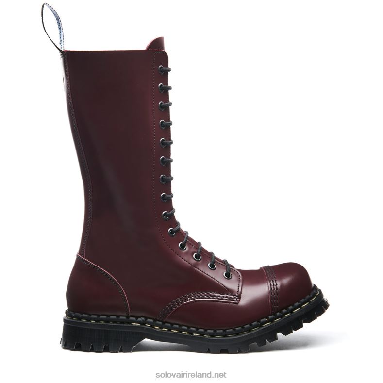 Women Solovair Oxblood Hi-Shine 14 Eye Steel Toe Capped Derby Boot 2N2B8331