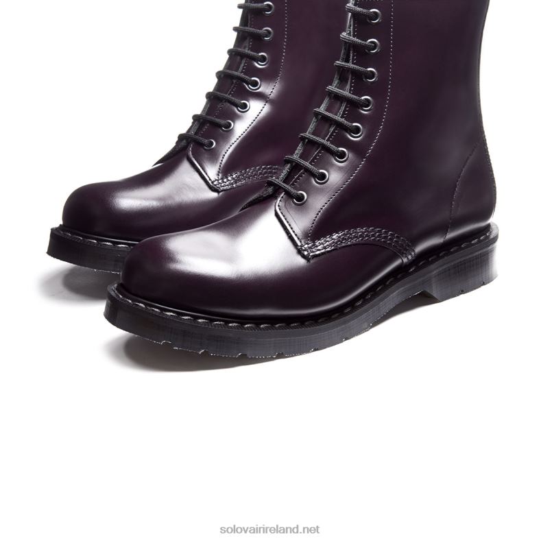 Women Solovair Purple Hi-Shine 8 Eye Derby Boot 2N2B8292