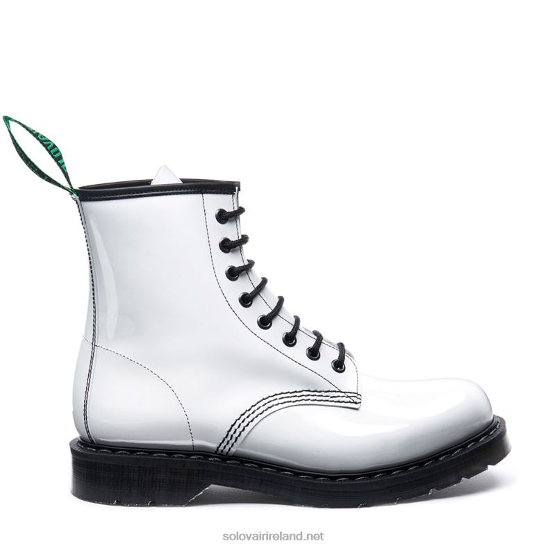 Women Solovair White Patent 8 Eye Derby Boot 2N2B8320