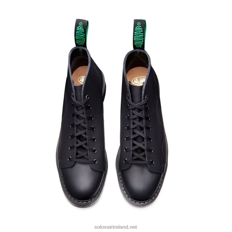 Women Solovair Black Greasy Monkey Boot 2N2B8346