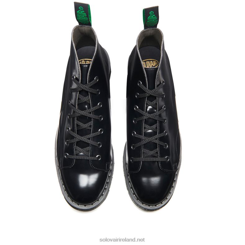 Women Solovair Black Vegan Hi-Shine Monkey Boot 2N2B8355