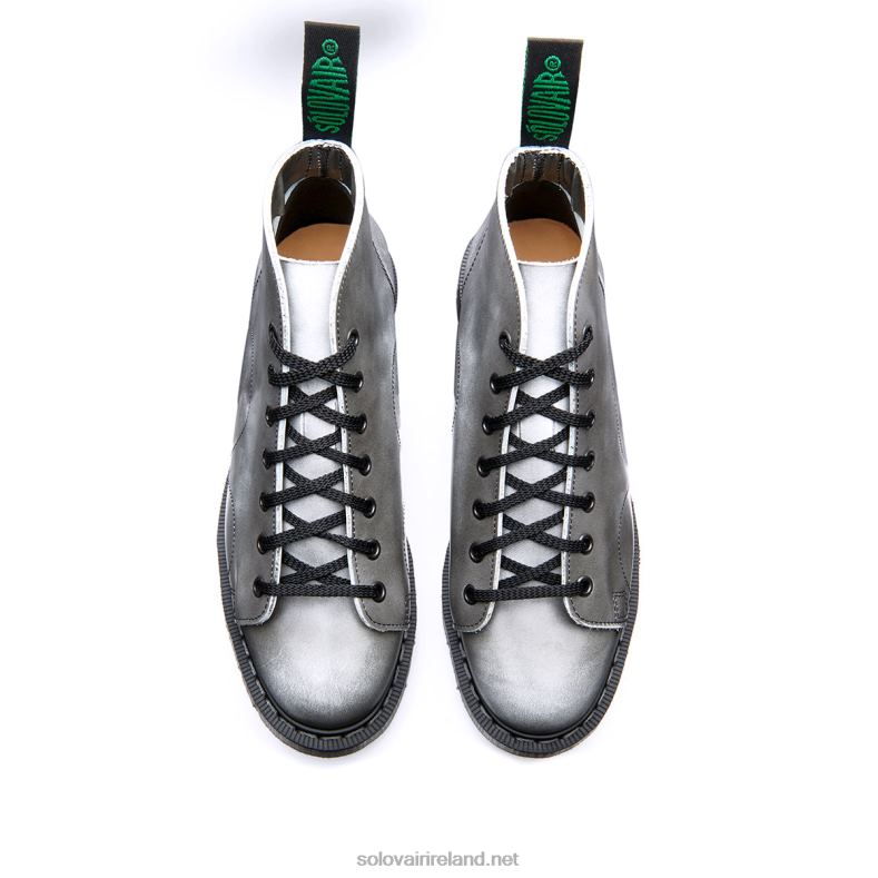 Women Solovair Cloud Grey Rub-Off 7 Eye Monkey Boot 2N2B8352
