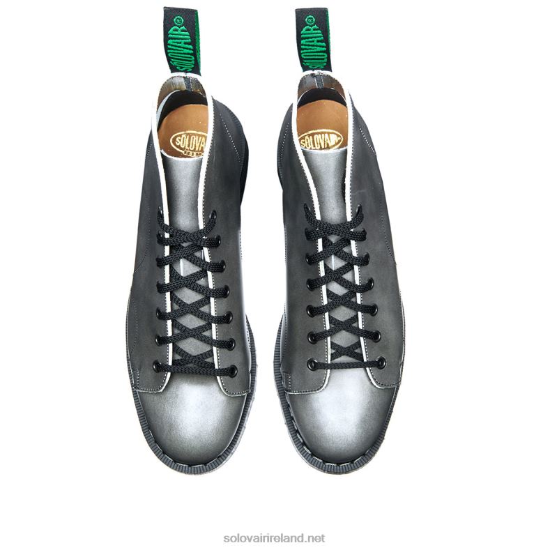 Women Solovair Lunar Grey Hi Shine 7 Eye Monkey Boot 2N2B8353