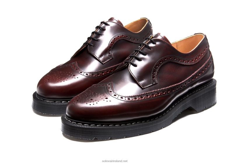 Women Solovair Burgundy Rub-Off American Brogue Shoe 2N2B8363