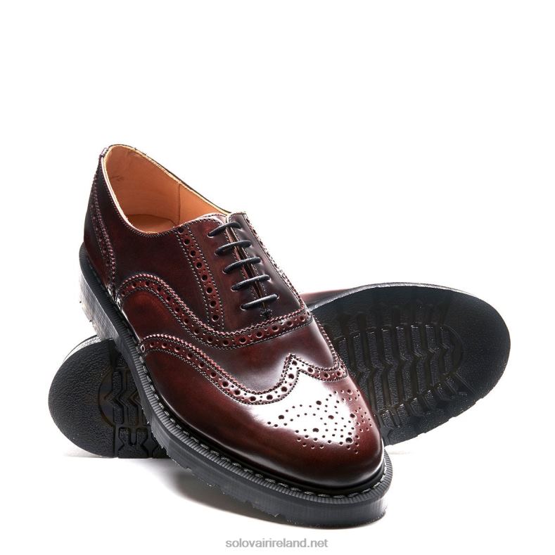 Women Solovair Burgundy Rub-Off English Brogue Shoe 2N2B8362