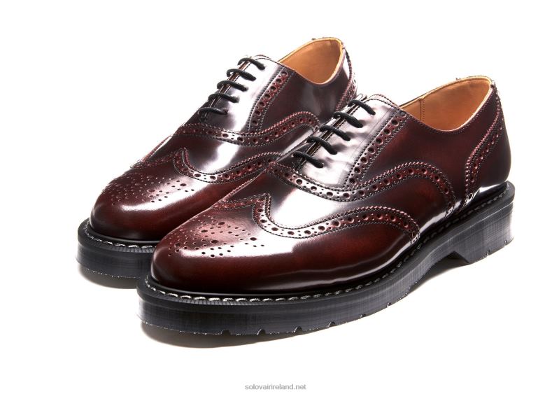 Women Solovair Burgundy Rub-Off English Brogue Shoe 2N2B8362