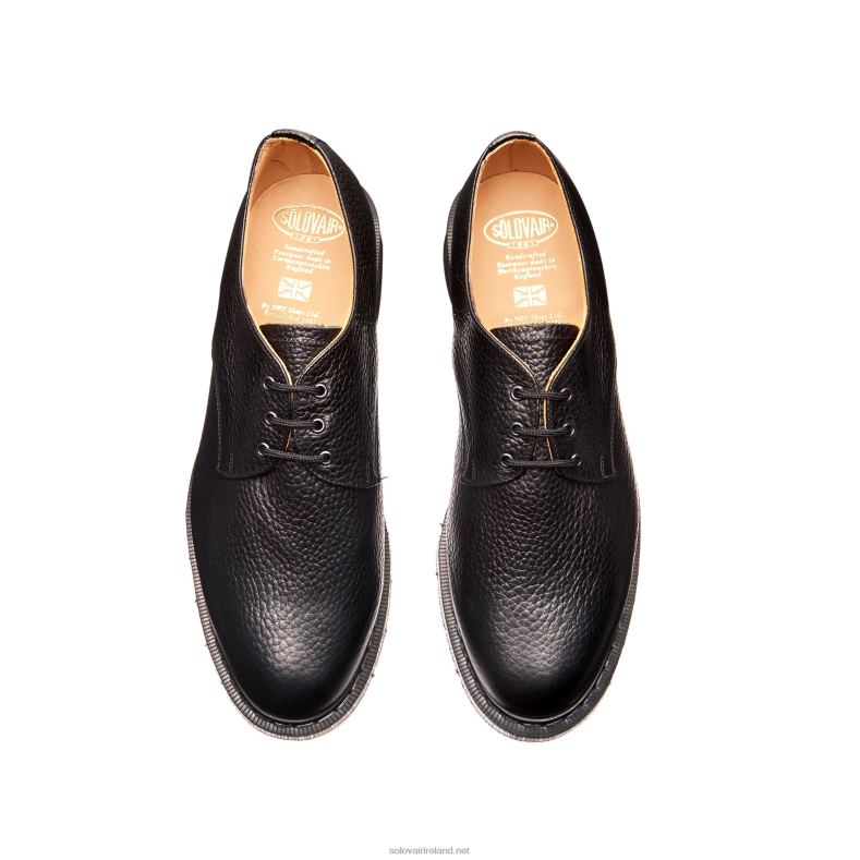 Women Solovair Black Grain 3 Eye Gibson Shoe 2N2B8389