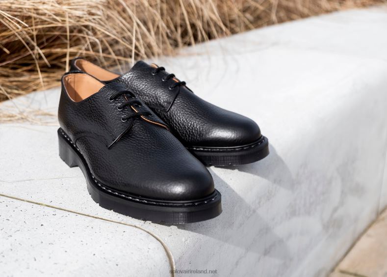 Women Solovair Black Grain 3 Eye Gibson Shoe 2N2B8389