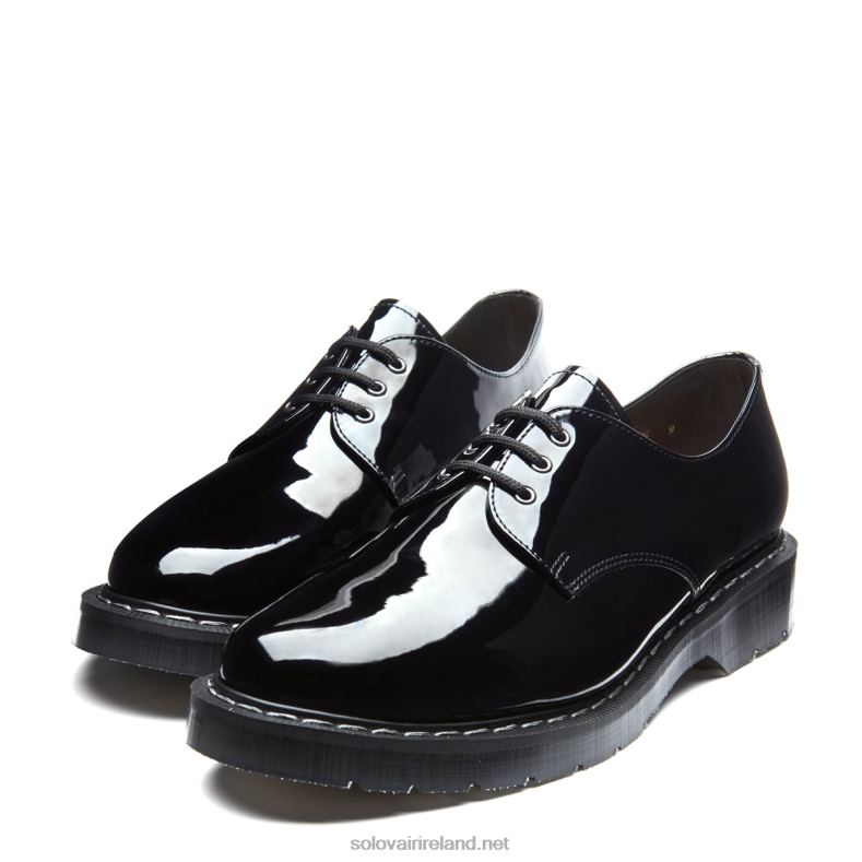 Women Solovair Black Patent Gibson Shoe 2N2B8386