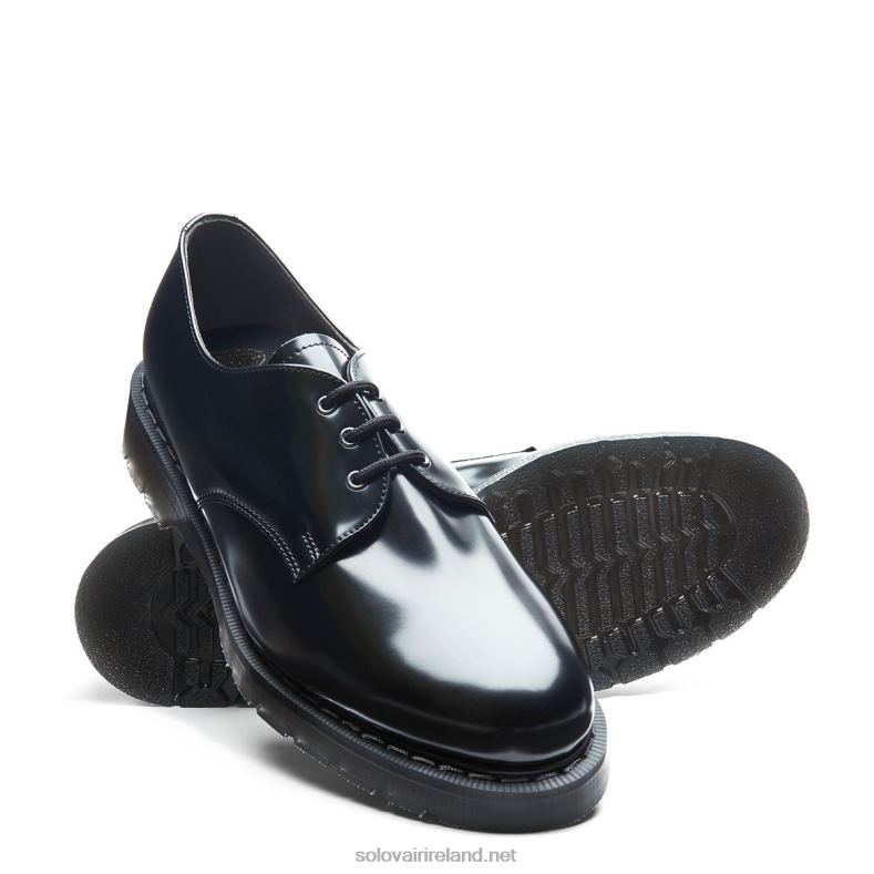 Women Solovair Black Vegan Hi-Shine Gibson Shoe 2N2B8388