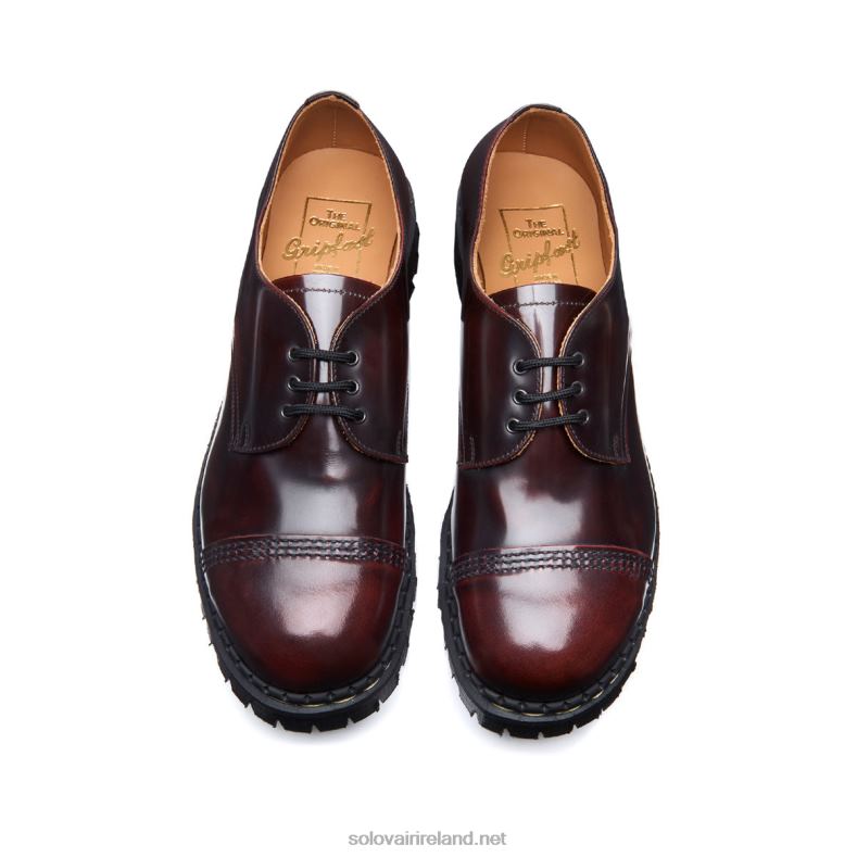 Women Solovair Burgundy Rub-Off Steel Toe Capped Gibson Shoe 2N2B8379