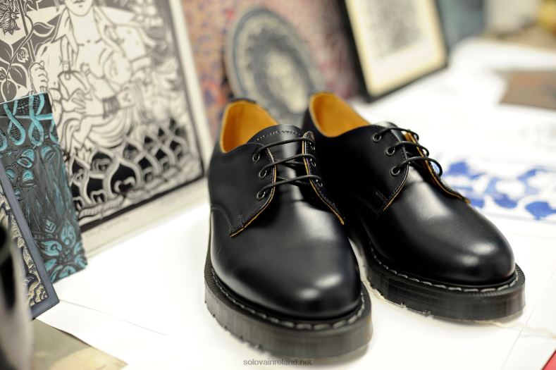 Women Solovair Navy Hi-Shine Gibson Shoe 2N2B8387