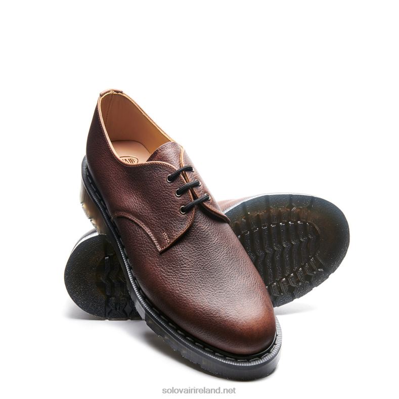 Women Solovair Nut Brown Grain 3 Eye Gibson Shoe 2N2B8390