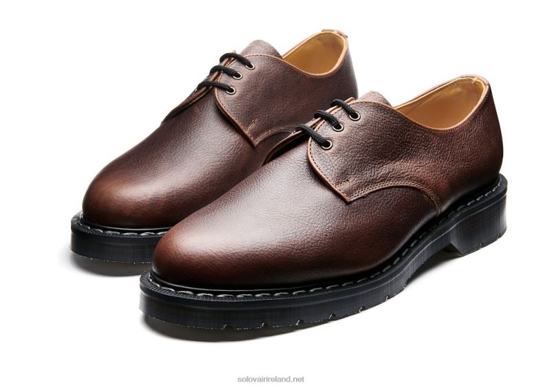 Women Solovair Nut Brown Grain 3 Eye Gibson Shoe 2N2B8390