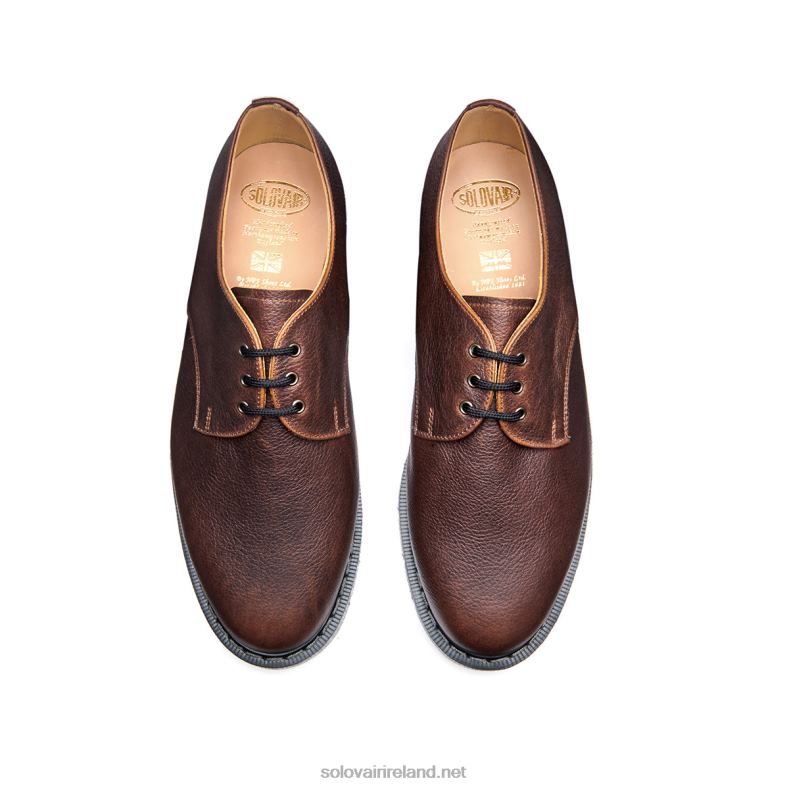 Women Solovair Nut Brown Grain 3 Eye Gibson Shoe 2N2B8390